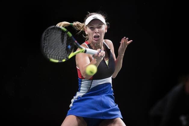 Tennis, Caroline Wozniacki - Venus Williams in Kopenhagen Verdensstjernerne Caroline Wozniacki og Venus Williams moeder hinanden i Champions Battle 2018 i Telia Parken Mandag den 30. april 2018. , Copenhagen Denmark  Copyright: Scanpix LiselottexSabroex COP101 spdk20180430-224403-L