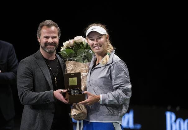 Tennis, Caroline Wozniacki - Venus Williams in Kopenhagen Verdensstjernerne Caroline Wozniacki og Venus Williams moeder hinanden i Champions Battle 2018 i Telia Parken Mandag den 30. april 2018. , Copenhagen Denmark  Copyright: Scanpix LiselottexSabroex COP101 spdk20180430-225828-L