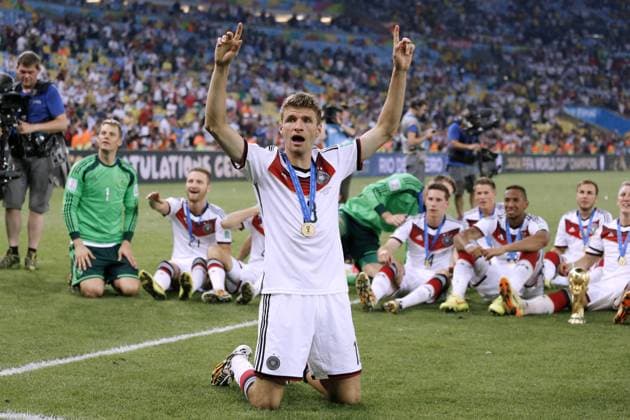 MUELLER Thomas Team Germany at the award ceremony with the World Cup 2014 World Cup Brazil FIFA World Cup 2014 in Brazil Final match Germany against Argentina 1 0 on 13 July 2014 in Rio de Janeiro