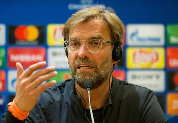Liverpool press conference PK Pressekonferenz Liverpool manager Jurgen Klopp speaks during the Liverpool press conference at the Stadio Olimpico, Rome Content Not Available For UK Newspapers Copyright: xRussellxHartx FIL-11727-0003