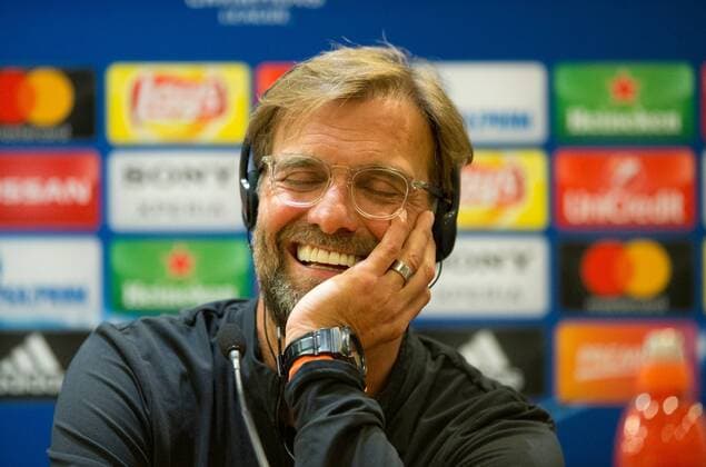 Liverpool press conference PK Pressekonferenz Liverpool manager Jurgen Klopp speaks during the Liverpool press conference at the Stadio Olimpico, Rome Content Not Available For UK Newspapers Copyright: xRussellxHartx FIL-11727-0005