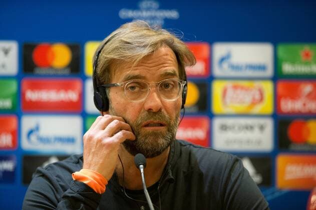 Liverpool press conference PK Pressekonferenz Liverpool manager Jurgen Klopp speaks during the Liverpool press conference at the Stadio Olimpico, Rome Content Not Available For UK Newspapers Copyright: xRussellxHartx FIL-11727-0014