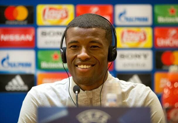 Liverpool press conference PK Pressekonferenz Georginio Wijnaldum of Liverpool smiles during the Liverpool press conference at the Stadio Olimpico, Rome Content Not Available For UK Newspapers Copyright: xRussellxHartx FIL-11727-0018
