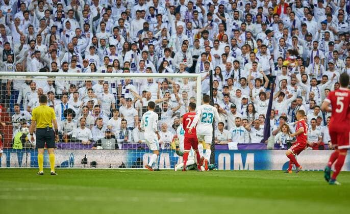 Joshua KIMMICH FCB 32 Goal Scored the Goal to the 0 1 REAL MADRID FC BAYERN MUENCHEN Semi Finals Ranck Football Soccer UEFA Champions League Madrid Spain 01 05 2018 CL Season 2017 2018 FCB