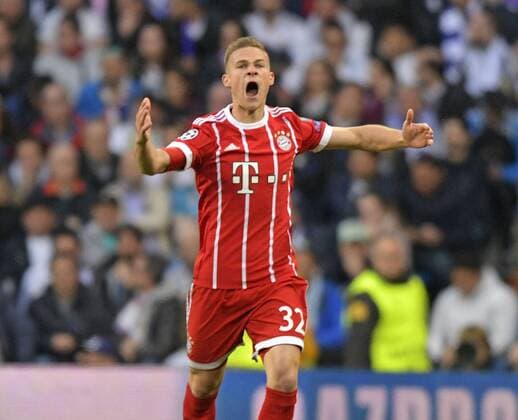 01 05 2018 Football UEFA Champions League 2017 2018 Semifinal Second leg Real Madrid FC Bayern Munich in Bernabeu Stadium Madrid Torjubel Joshua Kimmich FC Bayern Munich