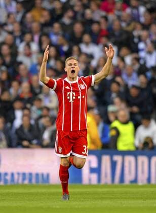 01 05 2018 Football UEFA Champions League 2017 2018 Semifinal Second leg Real Madrid FC Bayern Munich in Bernabeu Stadium Madrid Torjubel Joshua Kimmich FC Bayern Munich