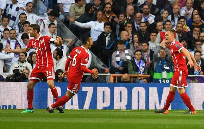 01 05 2018 xfux Football Champions League semi-finals Real Madrid Bayern Muenchen emspor v Joshua Kimmich Bayern Muenchen celebrate the goal The goal to 0 1 Madrid