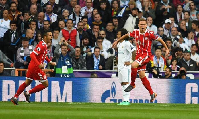 01 05 2018 xfux Football Champions League semi-finals Real Madrid Bayern Muenchen emspor v Joshua Kimmich Bayern Muenchen celebrate the goal The goal to 0 1 Madrid