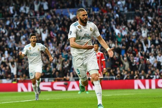 01 05 2018 xfux Football Champions League semi-finals Real Madrid Bayern Muenchen emspor v l Karim Benzema Real Madrid celebrate the goal The goal celebrations for 1 1 Madrid