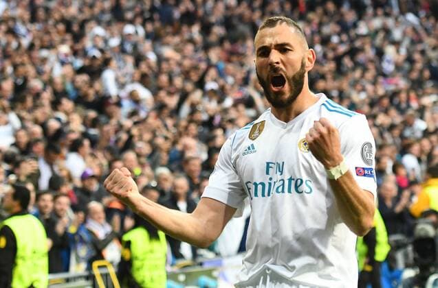 01 05 2018 xfux Football Champions League semi-finals Real Madrid Bayern Muenchen emspor v l Karim Benzema Real Madrid celebrate the goal The goal celebrations for 1 1 Madrid