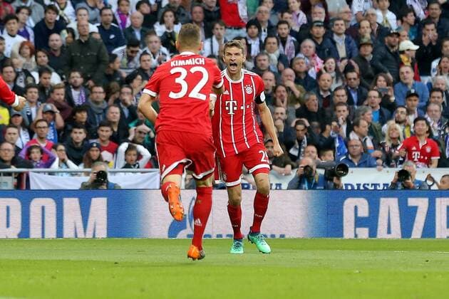 Joshua Kimmich Bayern Muenchen 32 Thomas Mueller Bayern Muenchen 25 after 0 1 Real Madrid CF vs Bayern Munich Champions League Semifinals Soccer 01 05 2018 Real Madrid CF vs Bayern Munich Champions League Semifinals Football 01 05 2018 Madrid Copyright: xLanger Eibner-Pressefotox EP_HLR