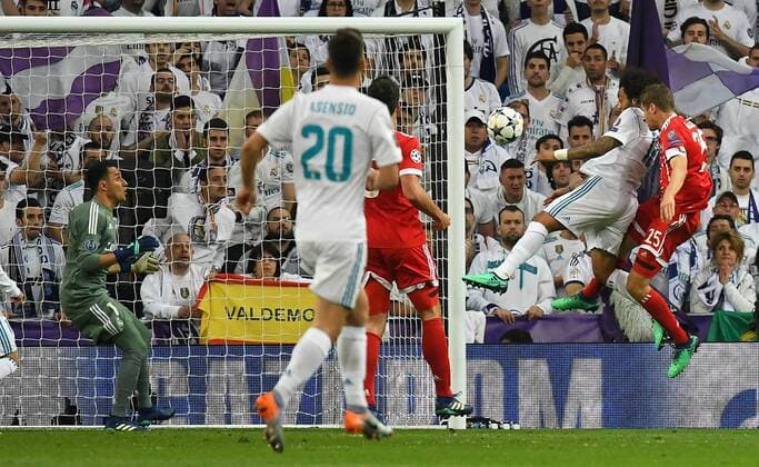 01 05 2018 xfux Football Champions League semi-finals Real Madrid FC Bayern Muenchen emspor v keylor Navas Real Madrid Marcelo Real Madrid Thomas Mueller Bayern Munich Muenchen Madrid