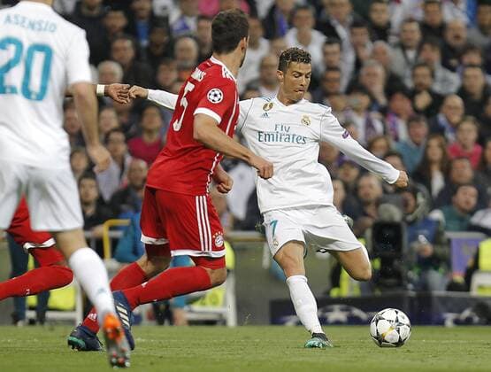 Soccer match between Real Madrid and Bayern Munich, second leg of semi finals of the Champions League 2017 2018, held at the Santiago Bernabeu stadium, in Madrid. (Photo: Jose Cuesta 261 Cordon Press). Cristiano Ronaldo  xJosexLuisxCuestax xx