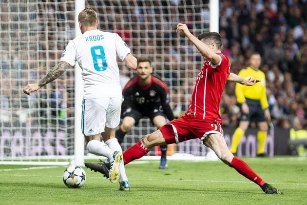 Real Madrid Toni Kroos during Semi Finals UEFA Champions League match between Real Madrid and Bayern Munich at Santiago Bernabeu Stadium in Madrid, Spain. May 01, 2018.  (20180501015)