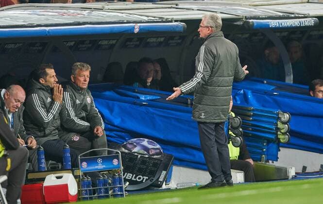 Coach Head Coach Jupp HEYNCKES FCB Emotion disappointed Disappointment Frustration Frustrated Grief Sad Desperate Desperation REAL MADRID FC BAVARIA MUENCHEN Semi-final Rueckspiel Soccer UEFA Champions League Madrid Spain 01 05 2018 CL Season 2017 2018 FCB