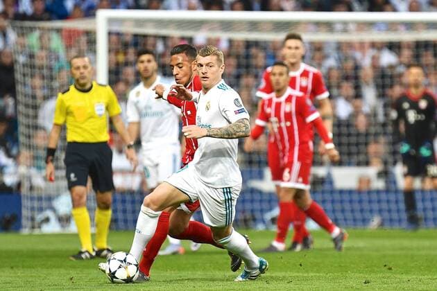 Real Madrid v Bayern Munich UEFA Champions League Semi-Final Toni Kroos of Real Madrid during the UEFA Champions League Semi-Final match at the Estadio Santiago Bernabeu, Madrid Content Not Available For UK Newspapers Copyright: xKristianxKanex FIL-11726-0020