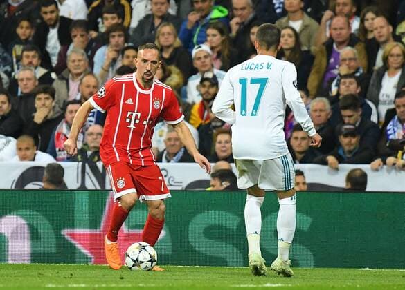 01 05 2018 xfux Football Champions League semi-finals Real Madrid FC Bayern Muenchen emspor v l Franck Ribery FC Bayern Munich Lucas Vazquez Real Madrid Madrid