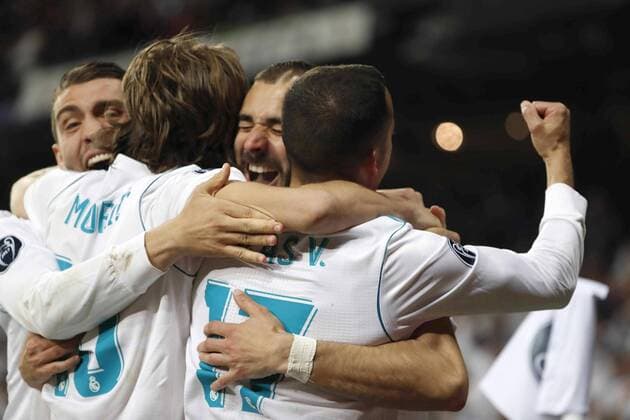 Real Madrid s players jubilate a goal during the UEFA Champions League semifinal second leg match between Real Madrid and Bayern Munich, at the Santiago Bernabeu stadium, in Madrid, Spain, 01 May 2018. Real Madrid vs. Bayern Munich !ACHTUNG: NUR REDAKTIONELLE NUTZUNG!  Copyright: xJavierxLizonx MAD20 20180501-636608099594594867
