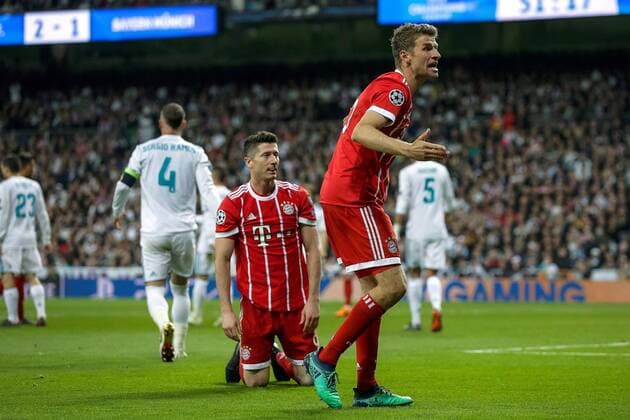 Byern s players during the UEFA Champions League semifinal second leg match between Real Madrid and Bayern Munich, at the Santiago Bernabeu stadium, in Madrid, Spain, 01 May 2018. Real Madrid vs. Bayern Munich !ACHTUNG: NUR REDAKTIONELLE NUTZUNG!  Copyright: xEmilioxNaranjox MAD31 20180501-636608100373973965