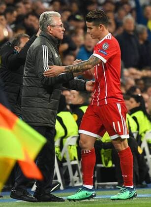 01 05 2018 xfux Football Champions League semi-finals Real Madrid Bayern Muenchen emspor v Jupp Heynckes coach Bayern Munich James Rodriguez Bayern Muenchen Substitution Substitution Madrid