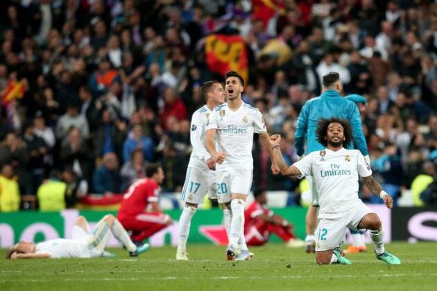 Marco Asensio Real Madrid CF 20 Marcelo Real Madrid CF 12 Real Madrid CF vs Bayern Munich Champions League semi-finals Football 01 05 2018 Real Madrid CF vs Bayern Munich Champions League Semifinals Football 01 05 2018 Madrid Copyright: xLanger Eibner-Pressefotox EP_HLR