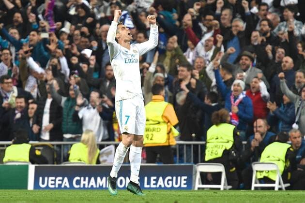 Real Madrid v Bayern Munich UEFA Champions League Semi-Final Cristiano Ronaldo of Real Madrid celebrates at the final whistle after Real Madrid eliminate FC Bayern Munich to reach the Champions League final during the UEFA Champions League Semi-Final match at the Estadio Santiago Bernabeu, Madrid Content Not Available For UK Newspapers Copyright: xKristianxKanex FIL-11726-0070