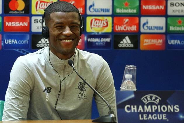 1st May 2018, Rome, Italy; Georginio Wijnaldum during the Liverpool press conference PK Pressekonferenz for Uefa Champions League at the Olimpic Stadium in Rome  ActionPlus12018742