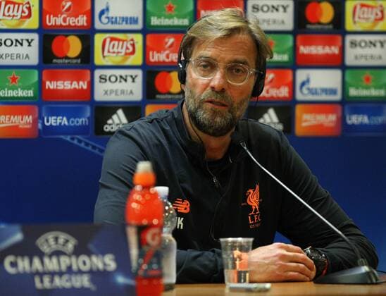 1st May 2018, Rome, Italy; Jurgen Klopp coach of Liverpool during the Liverpool press conference PK Pressekonferenz for Uefa Champions League at the Olimpic Stadium in Rome  ActionPlus12018744