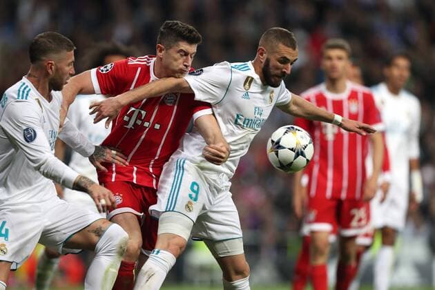 May 1, 2018 - Madrid, Spain - KARIM BENZEMA of Real Madrid duels for the ball with NIKLAS SULE Bayern Munich during the UEFA Champions League, semi final, 2nd leg football match between Real Madrid CF and FC Bayern Munich on May 1, 2018 at Santiago Bernabeu stadium in Madrid, Spain Football - UEFA Champions League - Real Madrid CF vs FC Bayern Munich  - ZUMAb169 20180501_zaa_b169_015 Copyright: xManuelxBlondeau Aop.Pressx