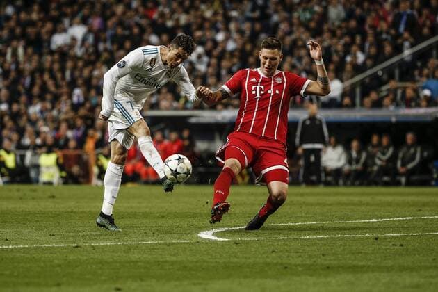 1st May 2018, Santiago Bernabeu, Madrid, Spain; UEFA Champions League football, semi final, 2nd leg, Real Madrid versus Bayern Munich; Cristiano Ronaldo (Real Madrid) in shooting action during the match  ActionPlus12018794