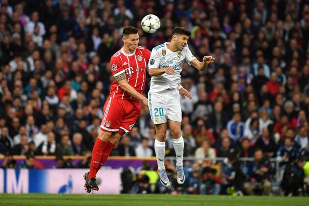 Niklas SUELE Bayern Muenchen Action Fight against Marco ASENSIO Real Madrid Football Champions League Semifinals Real Madrid FC Bayern Muenchen 2 2 am 01 05 2018 E N T A D I O S A N A G A B E R N A B E U