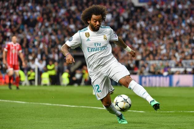 Marcelo da Silva Junior Real Madrid Individual action Single image Cut Out Full Body Full Figure Soccer Champions League Semifinal Real Madrid FC Bayern Muenchen 2 2 am 01 05 2018 E S T A D I O S A N T A A G O B E R N A B E U