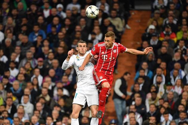 Joshua KIMMICH Bayern Muenchen Action Combat against Gareth BALE Real Madrid Football Champions League Semifinals Real Madrid FC Bayern Muenchen 2 2 am 01 05 2018 E N T A D I O S A N A G A B E R N A B E U