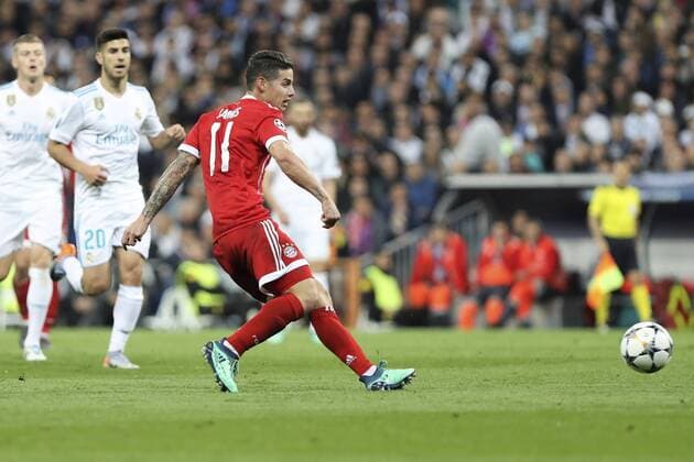 1st May 2018, Santiago Bernabeu, Madrid, Spain; UEFA Champions League football, semi final, 2nd leg, Real Madrid versus Bayern Munich; James Rodriguez (Bayern Munich)  ActionPlus12018822