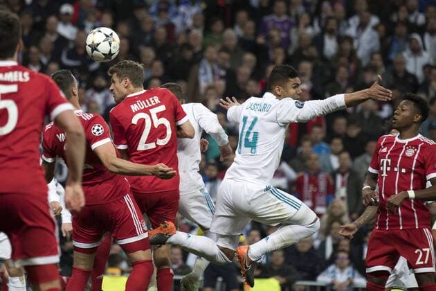 Thomas Muller Casemiro and David Alaba at the UEFA Champions League semi-final match Real Madrid against Bayern Munich 2 2 at the Estadio Santiago Bernabeu Madrid 01 05 2018  Foto:xDyDxFotografosx xFuturexImage