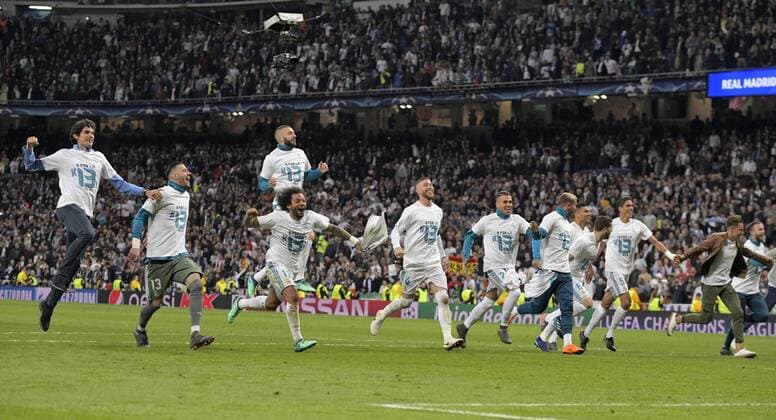 01 05 2018 Football UEFA Champions League 2017 2018 Semifinal Second leg Real Madrid FC Bayern Munich at the Bernabeu Stadium Madrid Final victory of the Madrid players