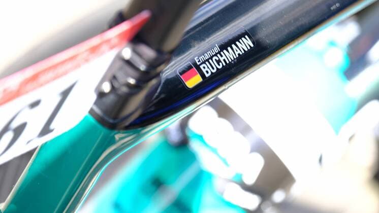 01 05 2018 xa2x Frankfurt Classic Eschborn Frankfurt 2018 Profi Elite Cycle Race Frame of the Road Bike by Emanuel Buchmann Team BORA hansgrohe