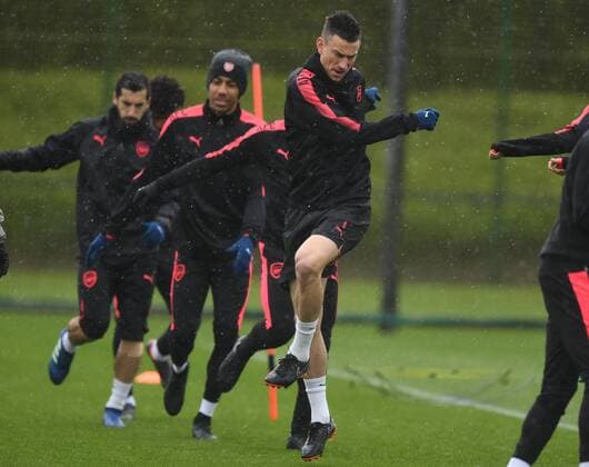 Arsenal Training Laurent Koscielny during the Arsenal training session at Colney Training Centre, Colney Content Not Available For UK Newspapers Copyright: xSimonxDaelx FIL-11738-0014