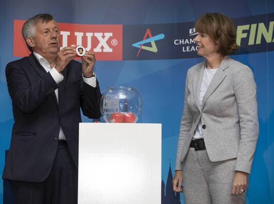 Draw Final 4 Handball Champions League Koeln Germany Date 02 05 2018 Henriette Recker Michael Wiederer