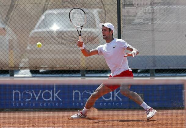(180502) -- BELGRADE, May 2, 2018 -- Serbia s tennis player Novak Djokovic returns a ball during an open training session in Belgrade, Serbia on May 2, 2018. ) (SP)SERBIA-BELGRADE-NOVAK DJOKOVIC-OPEN TRAINING PredragxMilosavljevic 