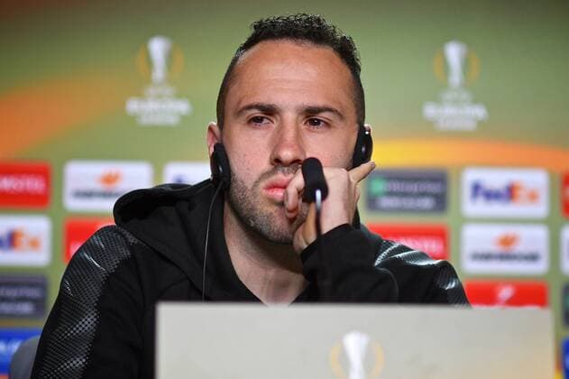 Arsenal press conference PK Pressekonferenz David Ospina of Arsenal during the Arsenal Press Conference at the Wanda Metropolitano Stadium, Madrid Content Not Available For UK Newspapers Copyright: xKristianxKanex FIL-11736-0011
