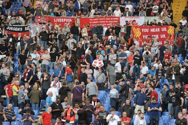 A.S. Roma v Liverpool UEFA Champions League Semi-Final Liverpool fans begin to fill their allocated end before the UEFA Champions League Semi-Final match at the Stadio Olimpico, Rome Content Not Available For UK Newspapers Copyright: xRussellxHartx FIL-11735-0001