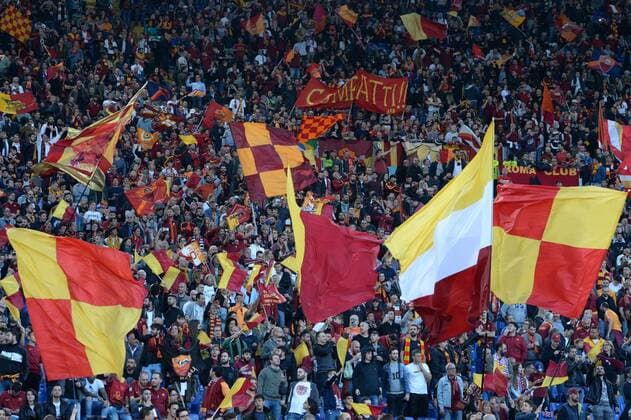 A.S. Roma v Liverpool UEFA Champions League Semi-Final Supporters of AS Roma in the Curva Sud before the UEFA Champions League Semi-Final match at the Stadio Olimpico, Rome Content Not Available For UK Newspapers Copyright: xRussellxHartx FIL-11735-0002