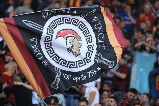 2nd May 2018, Stadio Olimpico, Rome, Italy; UEFA Champions League football, semi final, 2nd leg, AS Roma versus Liverpool; A Roma flag on display  ActionPlus12018930
