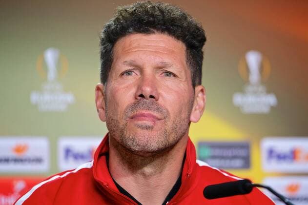 Atletico Madrid press conference PK Pressekonferenz Atletico Madrid manager Diego Simeone during the Atletico Madrid Press Conference at the Wanda Metropolitano Stadium, Madrid Content Not Available For UK Newspapers Copyright: xKristianxKanex FIL-11737-0016