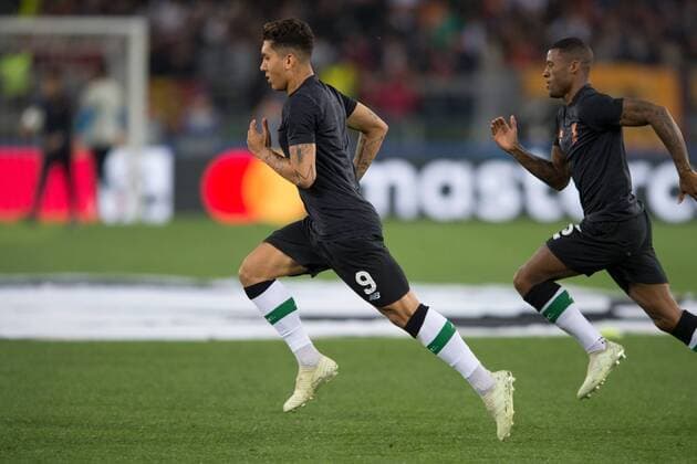 A.S. Roma v Liverpool UEFA Champions League Semi-Final Roberto Firmino of Liverpool warms up before the UEFA Champions League Semi-Final match at the Stadio Olimpico, Rome Content Not Available For UK Newspapers Copyright: xRussellxHartx FIL-11735-0005