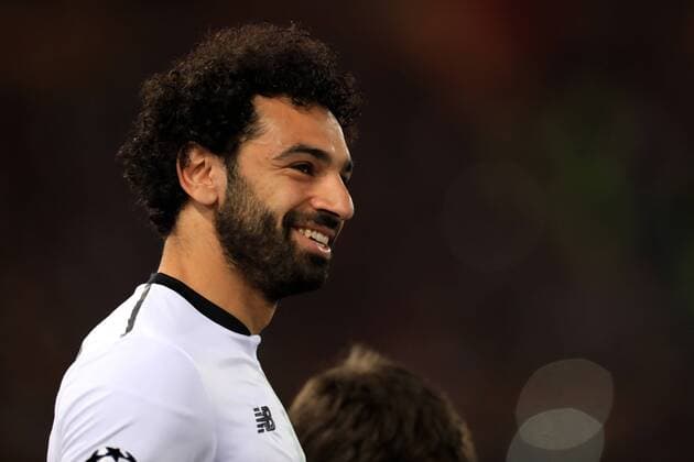 2nd May 2018, Stadio Olimpico, Rome, Italy; UEFA Champions League football, semi final, 2nd leg, AS Roma versus Liverpool; Mohamed Salah of Liverpool all smiles as the game gets underway  ActionPlus12018936