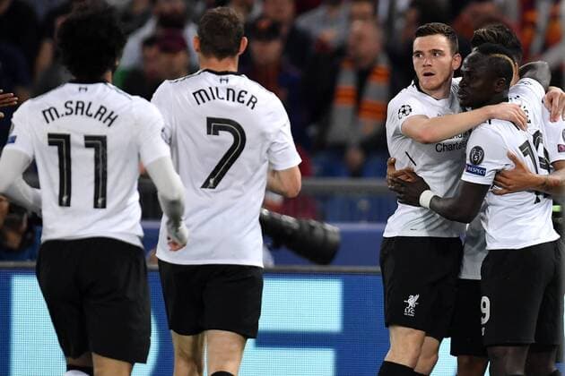 Esultanza Gol Sadio Mane. Sadio Mane celebrates scoring goal Roma 02-05-2018 Stadio Olimpico Football Calcio UEFA Champions League 2017 2018 AS Roma - Liverpool Semifinali di ritorno, Semi finals 2nd leg Foto Andrea Staccioli Insidefoto andreaxstaccioli