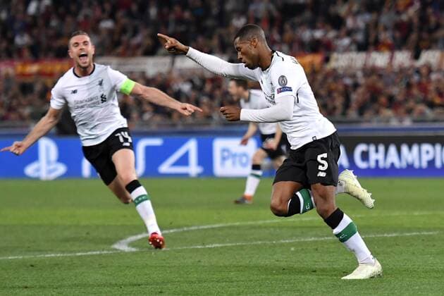Georginio Wijnaldum Liverpool celebrates goal 0f 1-2 Esultanza Gol Roma 02-05-2018 Stadio Olimpico Football Calcio UEFA Champions League 2017 2018 AS Roma - Liverpool Semifinali di ritorno, Semi finals 2nd leg Foto Andrea Staccioli Insidefoto andreaxstaccioli