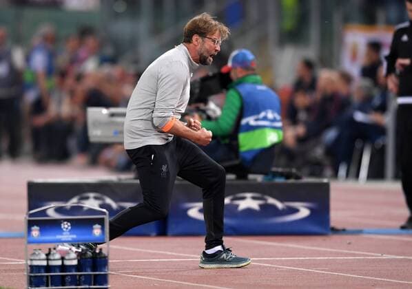 FOOTBALL CHAMPIONS LEAGUE SEASON 2017 2018 SEMI-FINAL RUECKSPIEL AS Roma Liverpool FC 02 05 2018 Coach Juergen Klopp FC Liverpool celebrates on the sidelines Rome